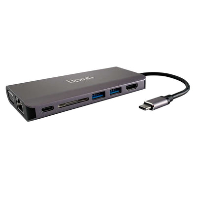 Adaptador USB-C a HDMI 4K, 2 USB 3.0, lector de tarjetas, VGA, USB-C PD y Gigabit Ethernet